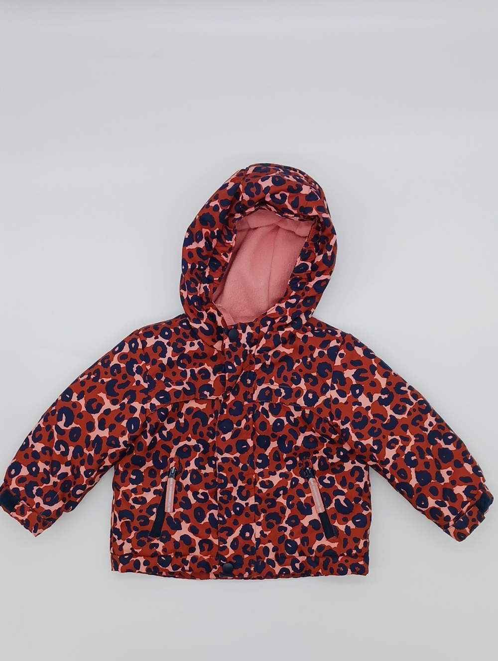 Cat & Jack Toddler Girl Coral Pink Leopard Hooded Winter Jacket (18M)